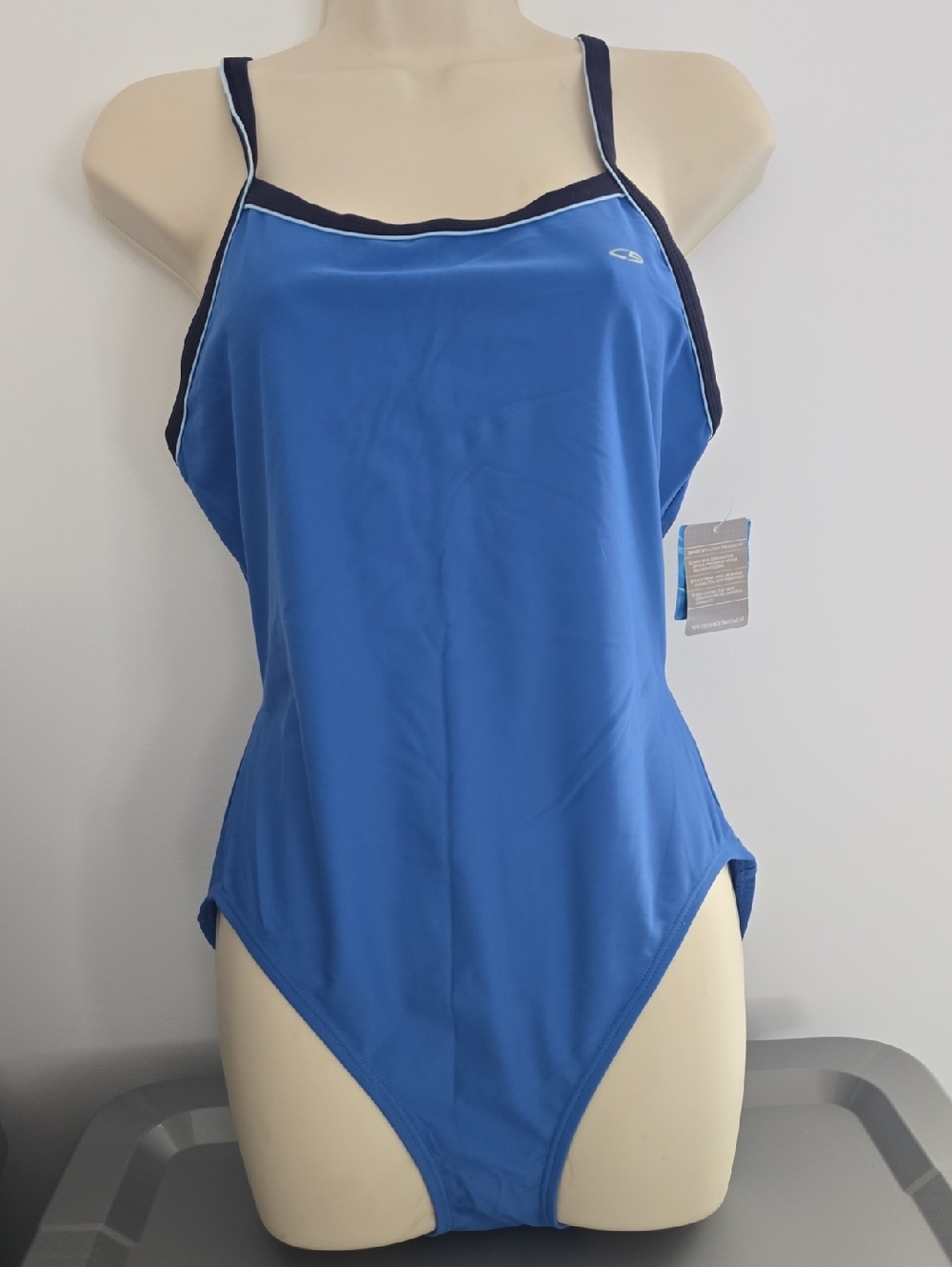 Champion Royal Blue One-Piece Swimsuit with Navy Trim Size XL